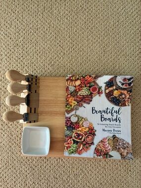 New never used Fancy cheese and Appetizer Board and Beautiful Boards book